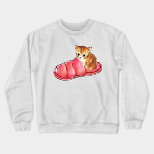 Cat momo in slipper Crewneck Sweatshirt